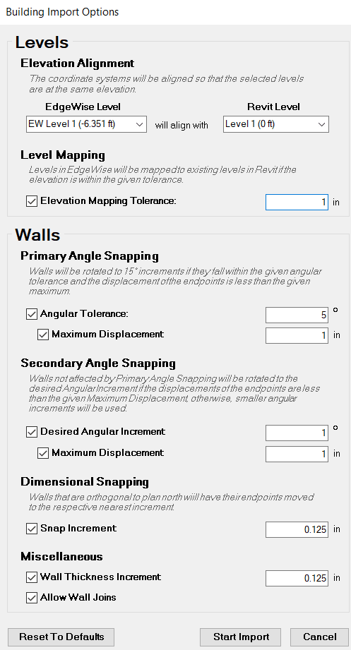 Revit Importer Options