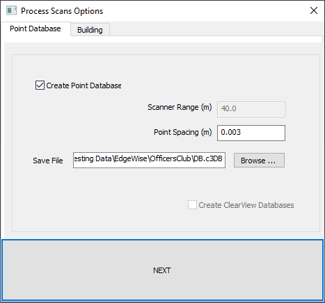 Unstructured Point Database dialog