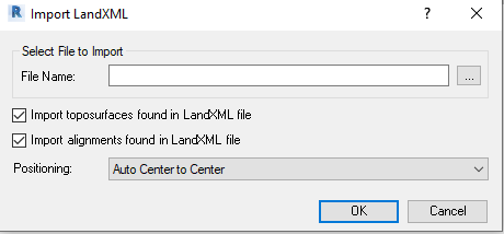 LandXMLのインポートダイアログ