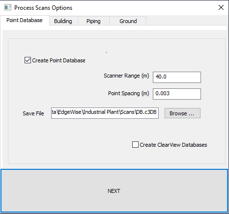 Structured Process Scans Point Database