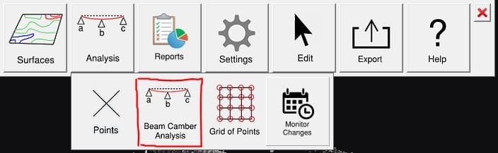 Beam Camber Analysis button