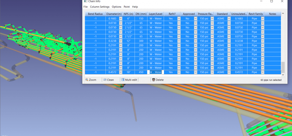 selecting pipes via layer/level column