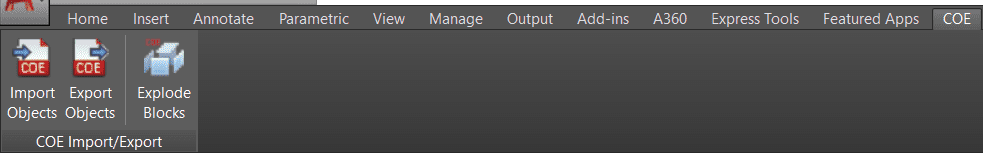 Export to AutoCAD COE Import