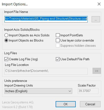 Import Options Dialog
