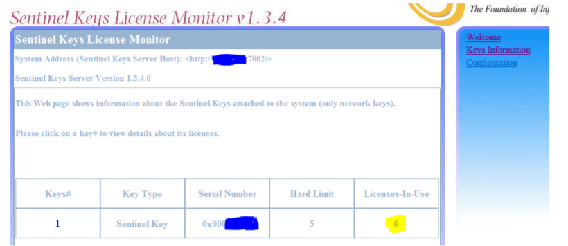 Legacy EdgeWise Network License Logging Keys Information