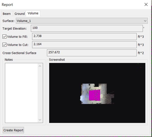Volume Tool Report