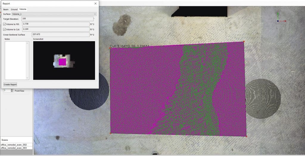 Volume Tool Results