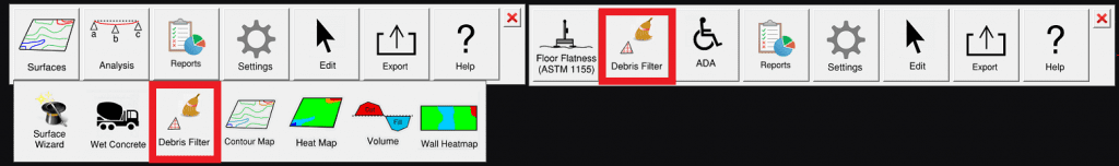Debris filter buttons