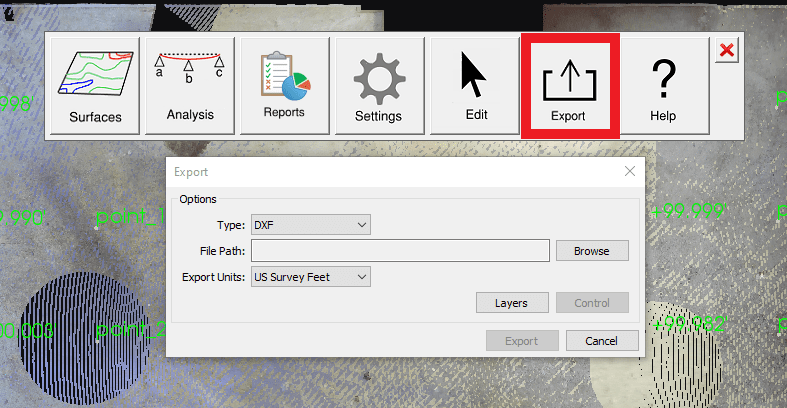 Grid of points DXF Export