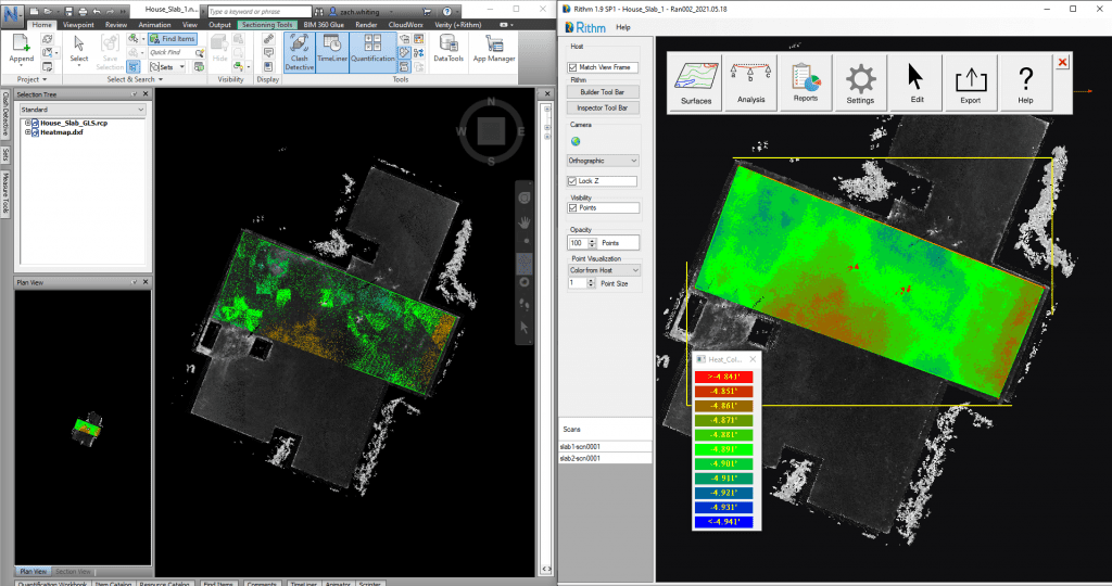 Navisworks Rithm Heat Map DXF comparison