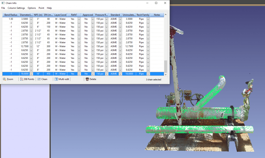 Pipe Chain Selections for Smart Points Export