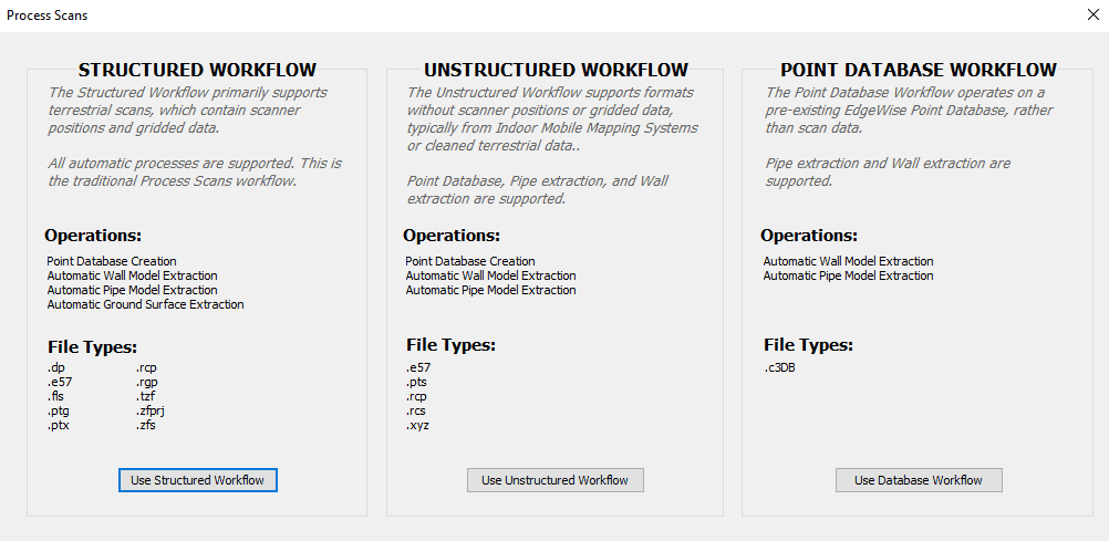 Structured Process Scans Dialogue Box