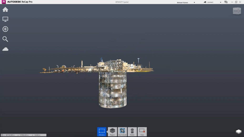 SLAM point cloud data showing above and below ground of a wastewater facility
