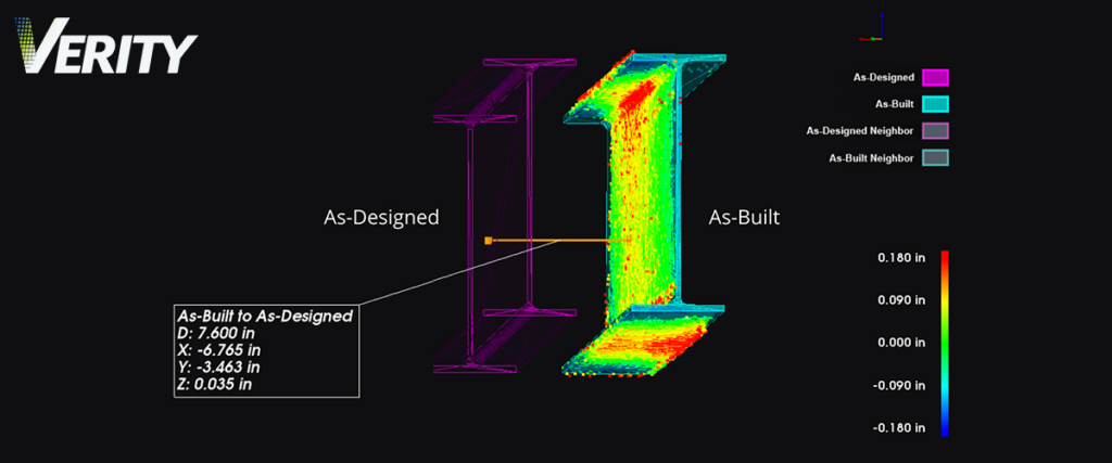 Construction QA/QC analysis being performed in ClearEdge3D Verity.