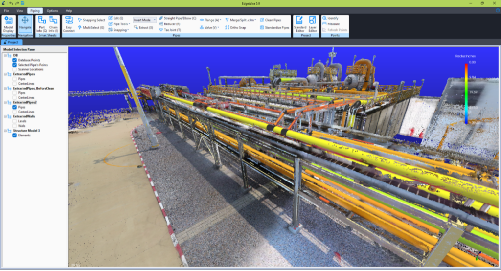 A point cloud captured by an OmniSLAM R8+ in ClearEdge3D EdgeWise