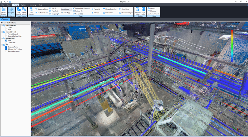 Z and F scanner pipes extracted with edgewise