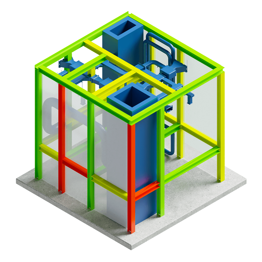 model of a structure, with different beams highlight green/yellow/red to indicate tolerance level for Quality Assurance