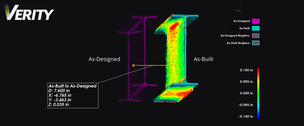 Construction QA/QC analysis being performed in ClearEdge3D Verity.